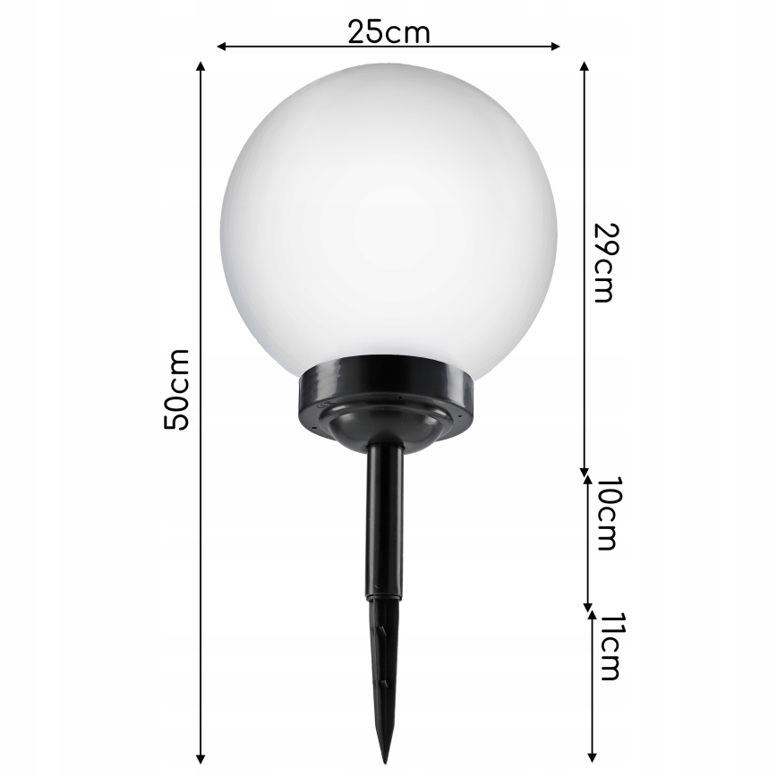 LED-aurinkovalaisin LED/1,2V 6500K 200 mAh halkaisija 25 cm IP44 valkoinen/musta