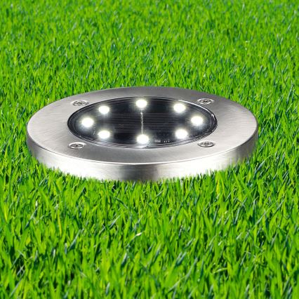 LED-aurinkovalaisin SOLLY, LED/1,2 V, 6500 K, Ø 11,5 cm, 300 mAh, IP44, kromattu
