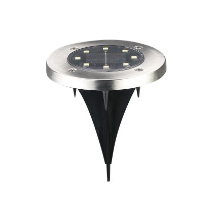 LED-aurinkovalaisin SOLLY, LED/1,2 V, 6500 K, Ø 11,5 cm, 300 mAh, IP44, kromattu