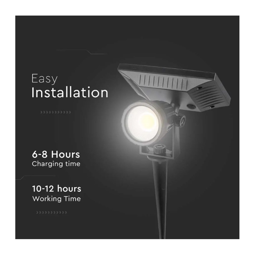 LED-aurinkovalaistus SPIKE LED/2W/5,5V IP65 3000K 1200 mAh