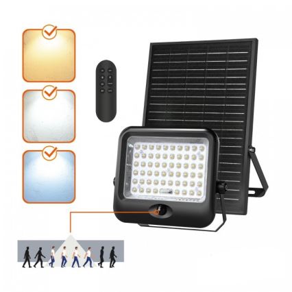 LED-aurinkoheijastin liiketunnistimella MHCS LED/20W/3,2V 3000/4000/6500K IP65 10000 mAh + kaukosäädin
