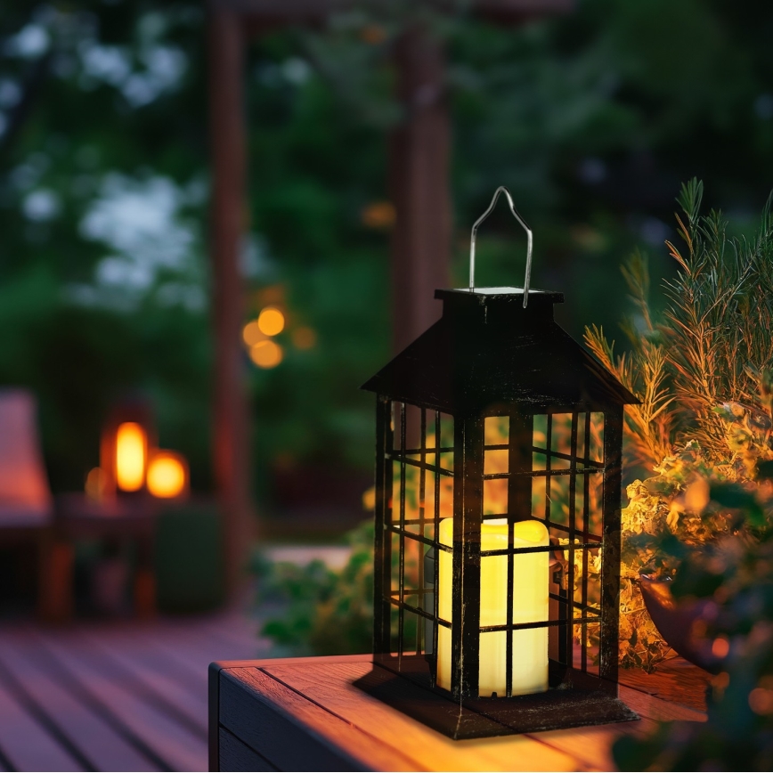 LED Aurinkovoimariippuvalo LED/0,02W/1,2V 1xAA 2700K IP44 200 mAh patina