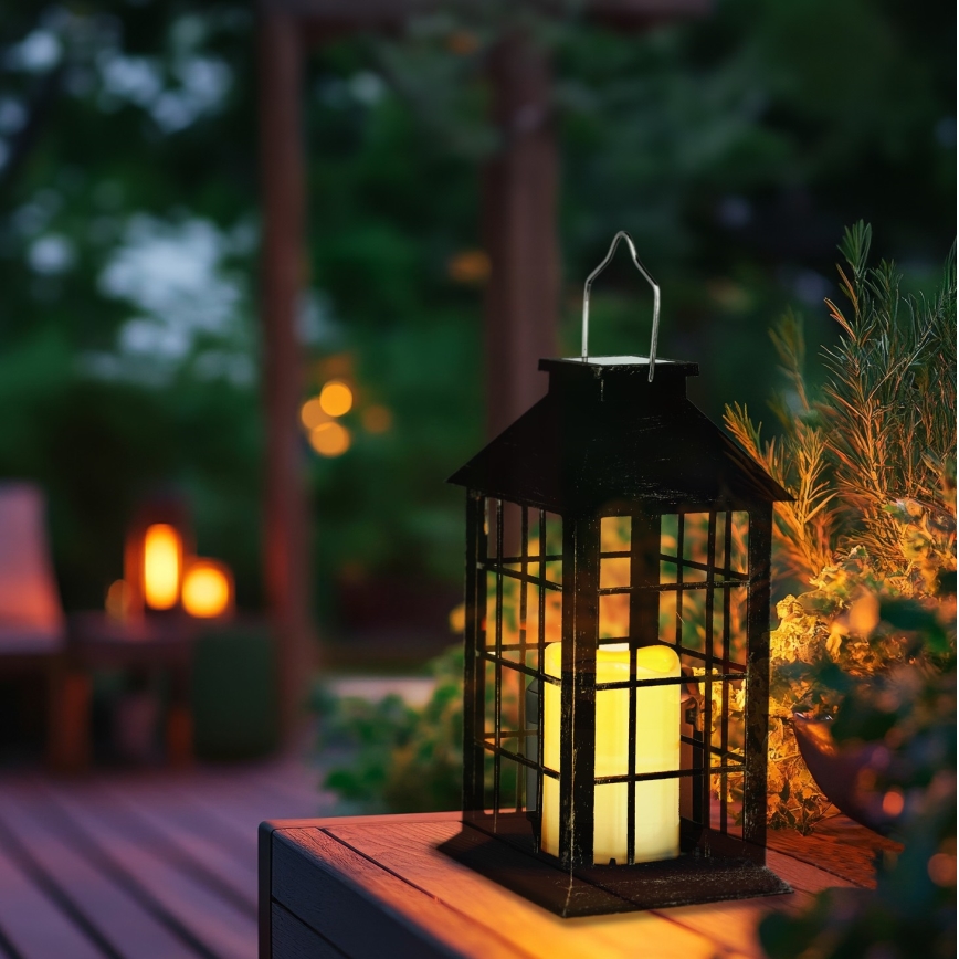 LED Aurinkovoimariippuvalo LED/0,02W/1,2V 2700K IP44 musta