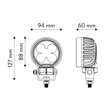 LED Auton kohdevalo BLACK LED/50W/10-30V IP69 5700K pyöreä