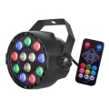 LED Disco valonheitin LED/12W/230V monivärinen + kaukosäädin