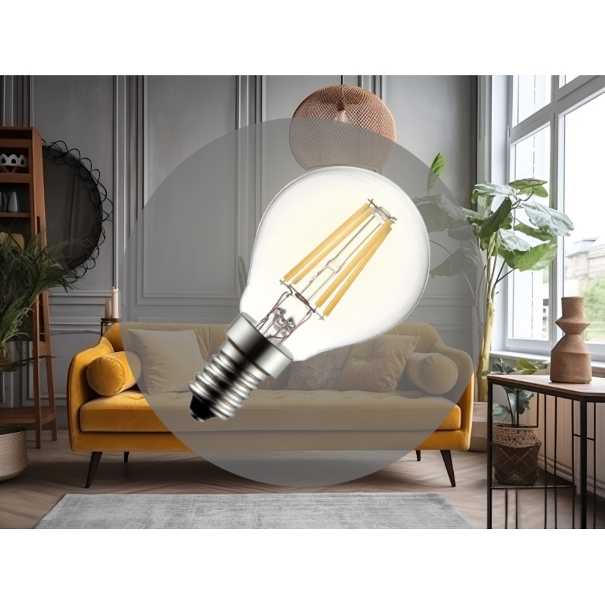 LED-filamenttilamppu G45 E14/6W/230V 3000K