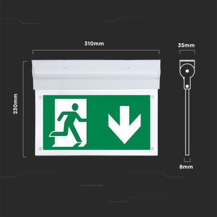 LED Hätävalo EMERGENCY EXIT SAMSUNG CHIP LED/2W/230V 6000K