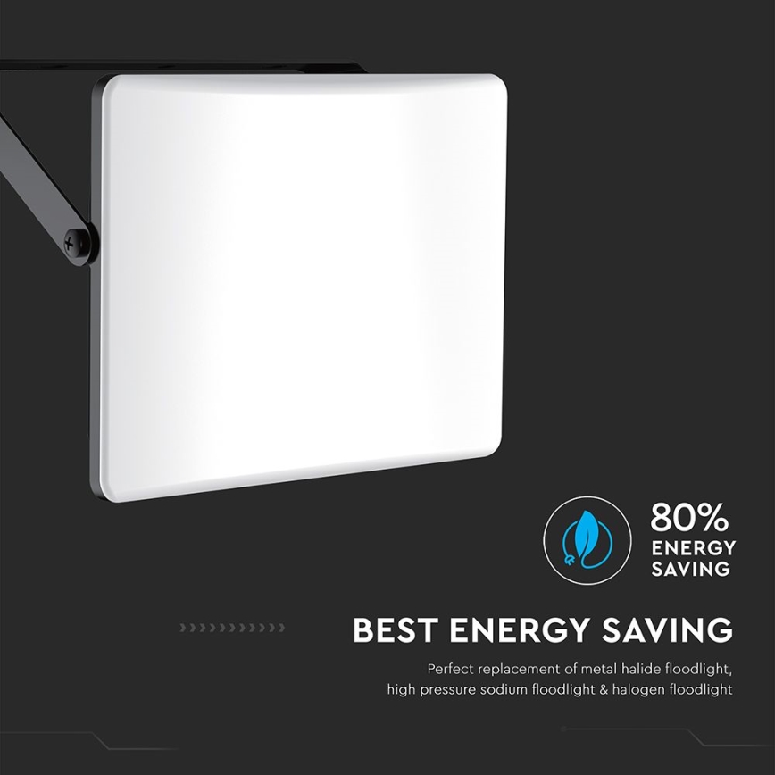 LED-valonheitin LED/30W/230V 3000/4000/6500K IP65 musta