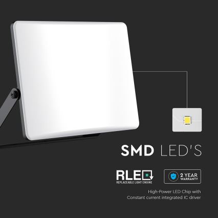 LED-valonheitin LED/30W/230V 3000/4000/6500K IP65 musta