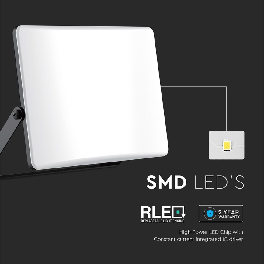 LED-valonheitin LED/30W/230V 3000/4000/6500K IP65 musta