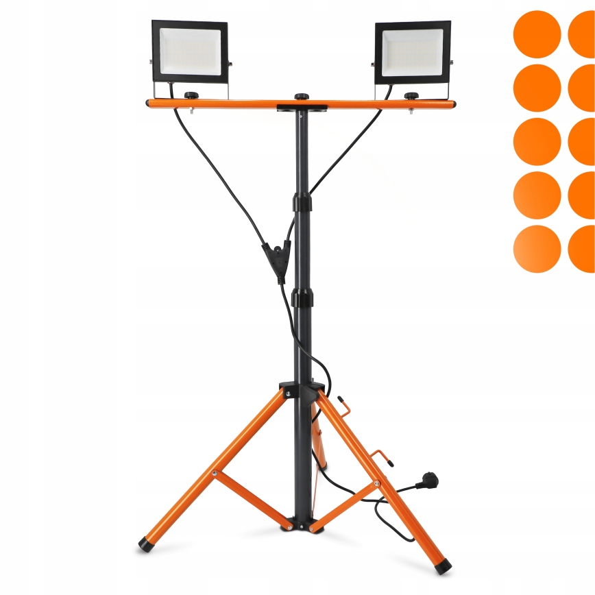 LED-heittovalo jalustalla 2xLED/50W/230V 4500K IP65 musta/oranssi
