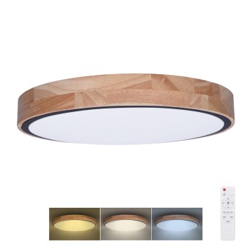 LED-himennettävä kattovalaisin IRON OAK LED/48W/230V 3000-6500K tammi, halkaisija 40 cm + kaukosäädin