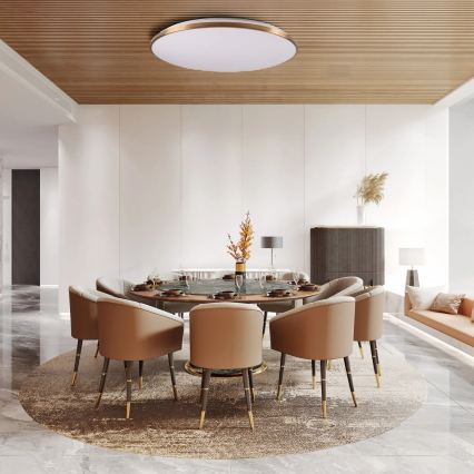 Himmennettävä LED-kattovalaisin KERN LED/100W/230V 3000/4000/6000K halkaisija 100 cm kultainen + kaukosäädin