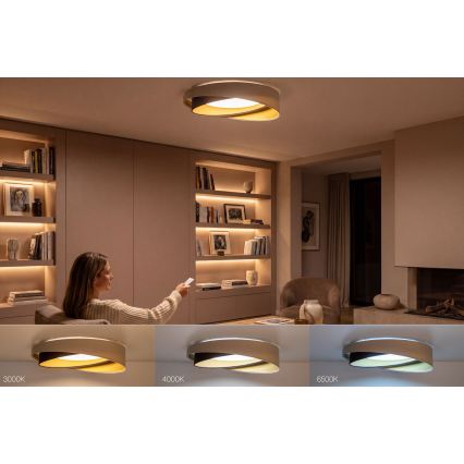 Himmennettävä LED-kattovalaisin SMART GALAXY MODERN LED/24W/230V 3000-6500K halkaisija 55 cm beige/ruskea/kultainen + kaukosäädin