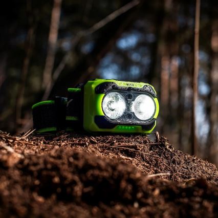 LED-himmennettävä ladattava otsalamppu anturilla ja punaisella valolla LED/10W/5V/3xAAA IP44 600 lm 1200 mAh