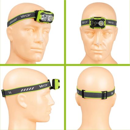 LED-himmennettävä ladattava otsalamppu anturilla ja punaisella valolla LED/10W/5V/3xAAA IP44 600 lm 1200 mAh