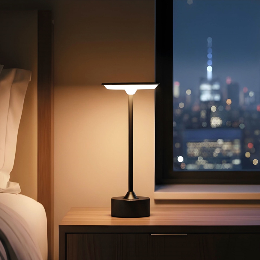 LED-himmennettävä ladattava pöytälamppu NEW YORK LED/1,8W/5V 2700K/4000K/6500K 1200 mAh musta