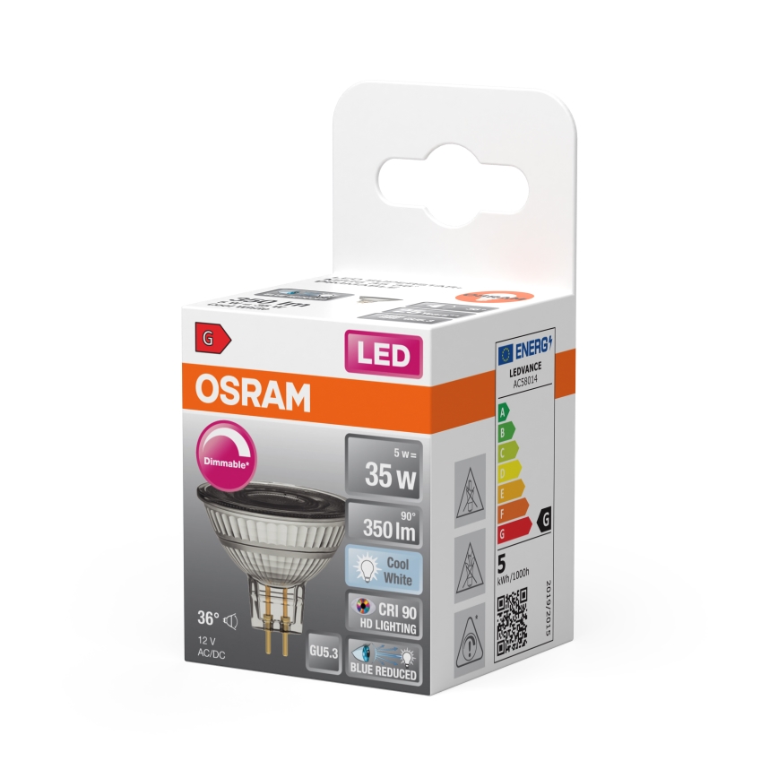 LED himennettävä reflektorilamppu MR16 GU5,3/5W/12V 4000K 36° CRI 90 - Osram