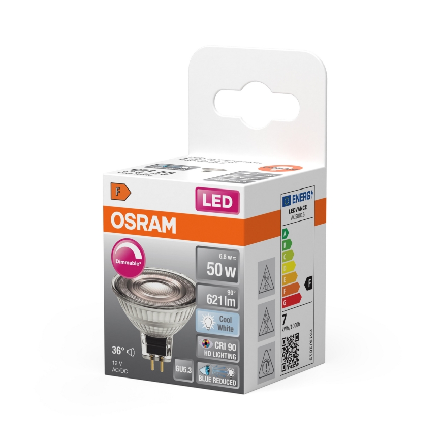 LED himmennettävä reflektorilamppu MR16 GU5,3/6,8W/12V 4000K 36° CRI 90 - Osram