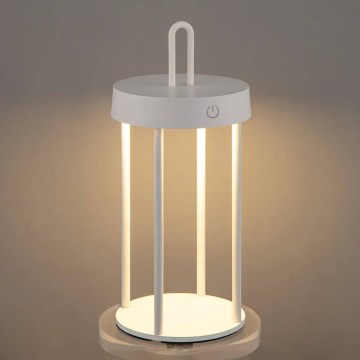 LED-himennettävä ulkokäyttöön soveltuva ladattava kosketusohjattu pöytälamppu GENTLE LED/1,5W/3,7V 3000 mAh IP44 valkoinen