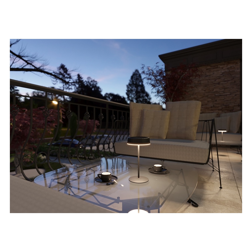 LED Himmennettävä aurinko ladattava pöytävalaisin VIVIEN LED/3W/5V 2700K 1600 mAh IP54 musta