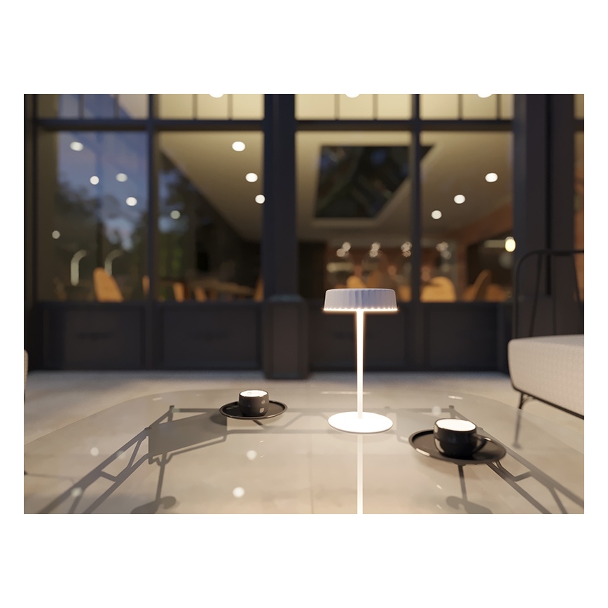 LED Himmennettävä aurinko ladattava pöytävalaisin VIVIEN LED/3W/5V 2700K 1600 mAh IP54 valkoinen