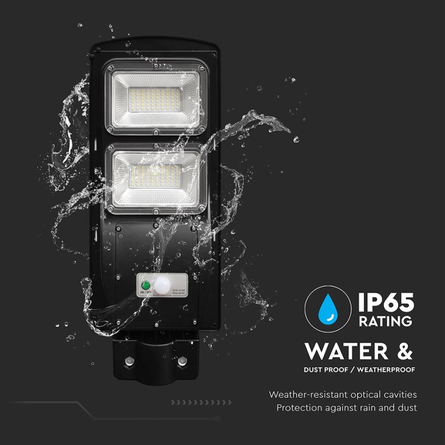 LED himmennettävä aurinkokäyttöinen katuvalaisin liiketunnistimella ja hämäräkytkimellä LED/8W/3,2V 6000K IP65 9000 mAh musta + kaukosäädin