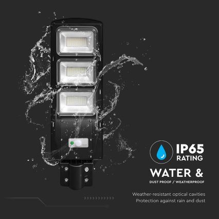 LED himmennettävä aurinkokäyttöinen katuvalaisin liiketunnistimella ja hämäräkytkimellä LED/12W/3,2V 6000K IP65 10000 mAh musta + kaukosäädin