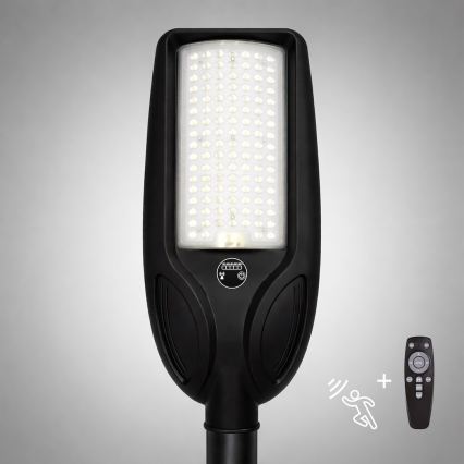 LED himmennettävä aurinkokäyttöinen katuvalaisin anturilla VENICE LED/100W/3,2V 6000 mAh IP65 musta + kauko-ohjain