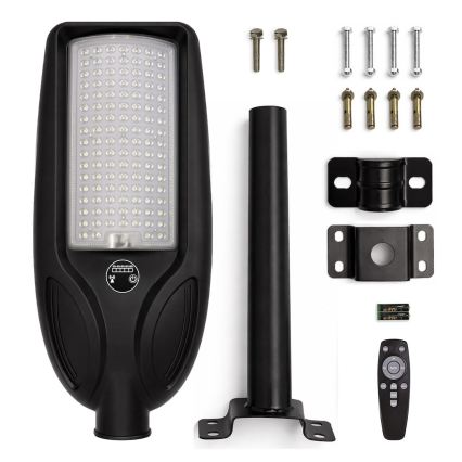 LED himmennettävä aurinkokäyttöinen katuvalaisin anturilla VENICE LED/100W/3,2V 6000 mAh IP65 musta + kauko-ohjain