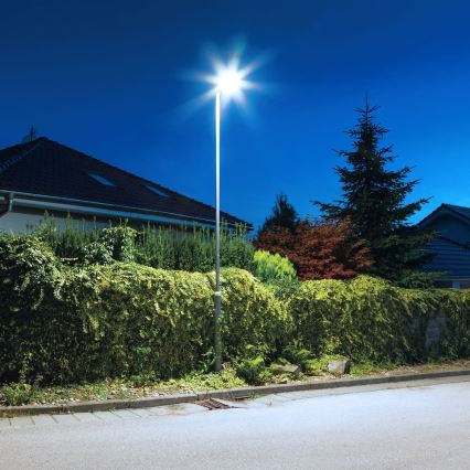 LED Himmennettävä aurinkokatuvalaisin liike- ja hämärätunnistimella KERS LED/300W/3,2V 6500K 8000 mAh IP65 harmaa + kauko-ohjaus