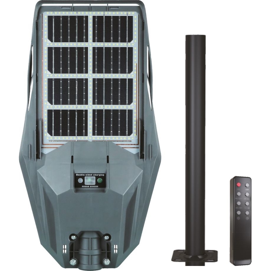 LED Himmennettävä aurinkokatuvalaisin liike- ja hämärätunnistimella KERS LED/300W/3,2V 6500K 8000 mAh IP65 harmaa + kauko-ohjaus