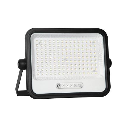 LED-himmennettävä aurinkokennolla varustettu valonheitin LED/300W/3,2V 2000-8000K IP65 15000 mAh musta + kaukosäädin