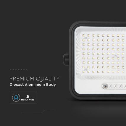 LED-himmennettävä aurinkokennolla varustettu valonheitin LED/300W/3,2V 2000-8000K IP65 15000 mAh musta + kaukosäädin