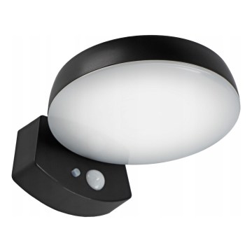 LED-himmennettävä aurinkokennolla varustettu seinävalaisin anturilla LED/3W/3,7V 1800 mAh IP54 musta