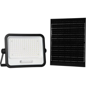 LED-himmennettävä aurinkokennolla varustettu valonheitin LED/300W/3,2V 2000-8000K IP65 15000 mAh musta + kaukosäädin
