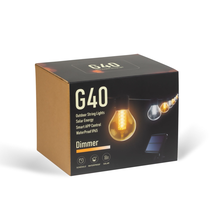 Himmennettävä aurinkokäyttöinen LED-valosarja 15xLED/1,5W/3,7/5V 2700-10000K 2200 mAh 9 m IP65 musta + kaukosäädin