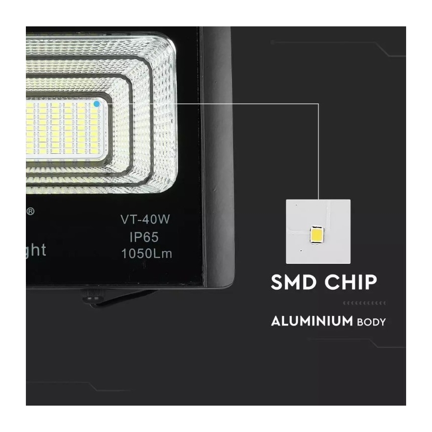 LED himmennettävä aurinkokäyttöinen heijastin LED/16W/3,2V 4000K IP65 10000 mAh + kaukosäädin