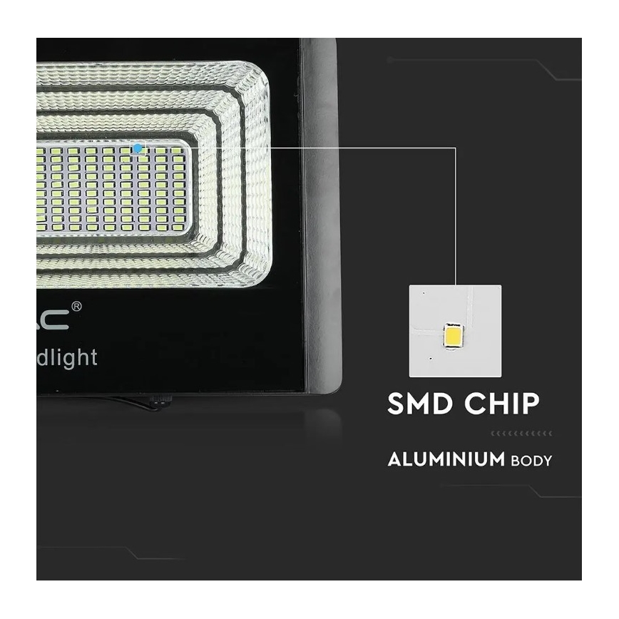 LED himmennettävä aurinkokäyttöinen heijastin LED/20W/6,4V 4000K IP65 10000 mAh + kaukosäädin