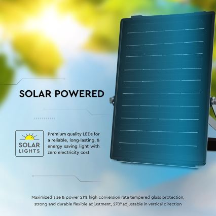 LED himmennettävä aurinkokennovalo anturilla LED/10W/3,7V 4000/6000K IP65 3600 mAh + kaukosäädin