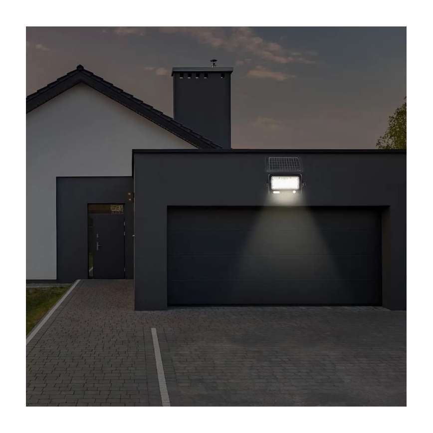 LED himmennettävä aurinkokäyttöinen heijastin sensorilla LED/10W/3,7V 4000K IP65 7200 mAh + USB-portti