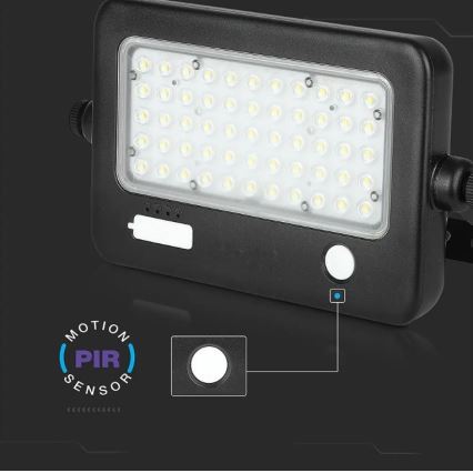 LED-himmennettävä aurinkovalonheitin anturilla LED/10W/3,7V 4000K IP65 7200 mAh + USB-portti