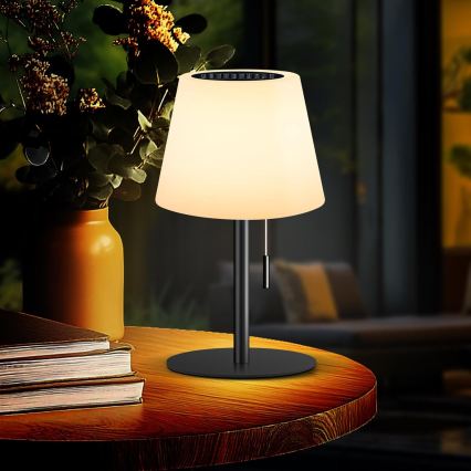 LED himmennettävä aurinkovalaisin LED/2W/5V USB 1200 mAh IP44 valkoinen/musta