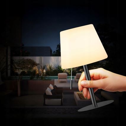 LED himmennettävä aurinkovalaisin LED/2W/5V USB 1200 mAh IP44 valkoinen/musta