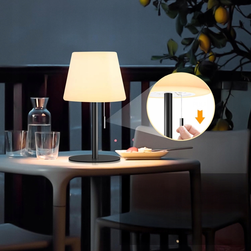 LED himmennettävä aurinkovalaisin LED/2W/5V USB 1200 mAh IP44 valkoinen/musta