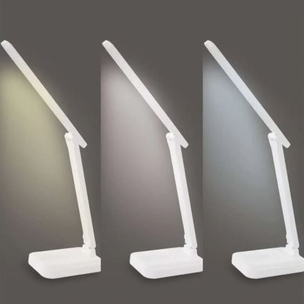 LED Himmennettävä ja ladattava pöytälamppu LED/5W/3,7V 3000K/4000K/6500K 800mAh valkoinen