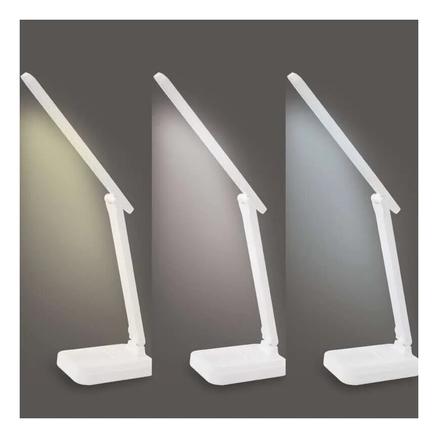 LED Himmennettävä ja ladattava pöytälamppu LED/5W/3,7V 3000K/4000K/6500K 800mAh valkoinen