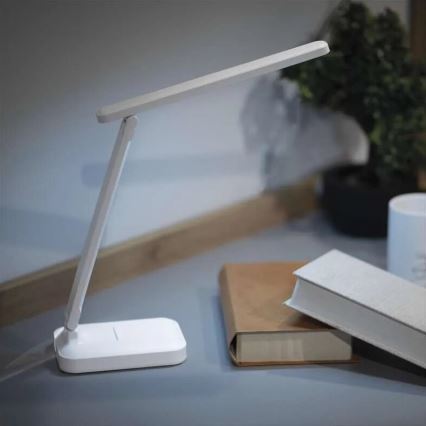 LED Himmennettävä ja ladattava pöytälamppu LED/5W/3,7V 3000K/4000K/6500K 800mAh valkoinen