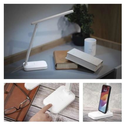 LED Himmennettävä ja ladattava pöytälamppu LED/5W/3,7V 3000K/4000K/6500K 800mAh valkoinen