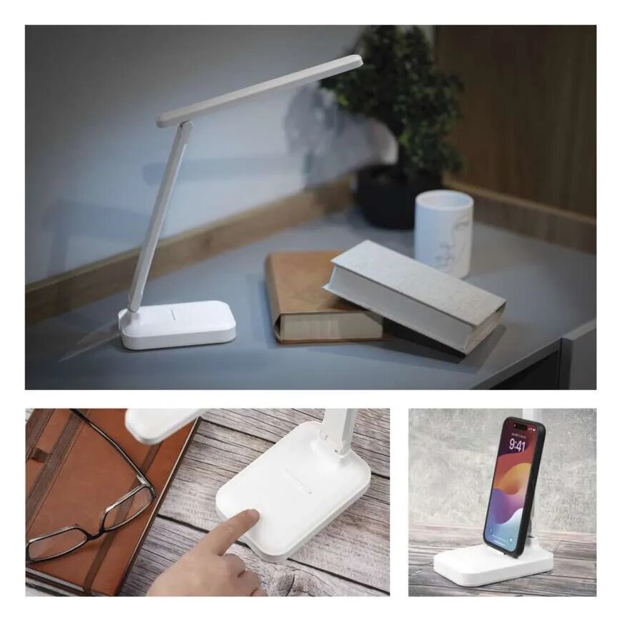 LED Himmennettävä ja ladattava pöytälamppu LED/5W/3,7V 3000K/4000K/6500K 800mAh valkoinen